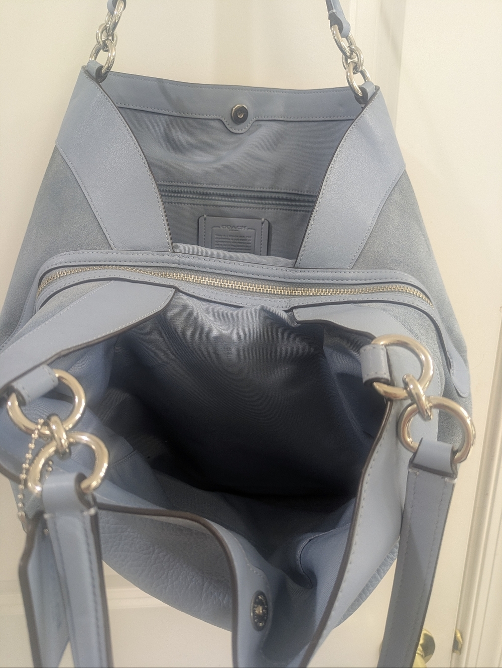 Coach Light Blue Lexi Leather and Suede Shoulder Bag - Picture 4 of 8